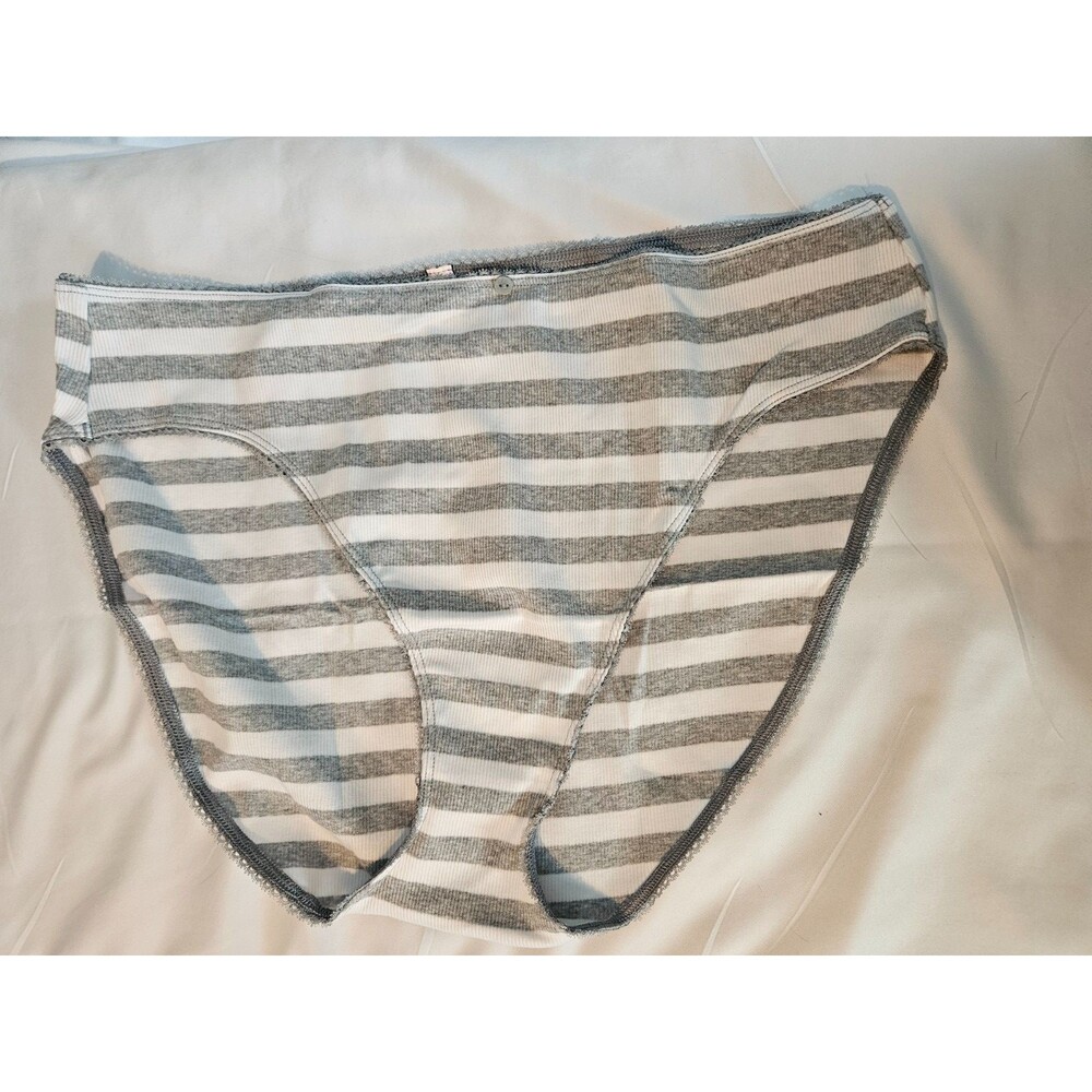 Victoria’s Secret Gray and White St Print Cotton High Leg Underwear Panties XXL